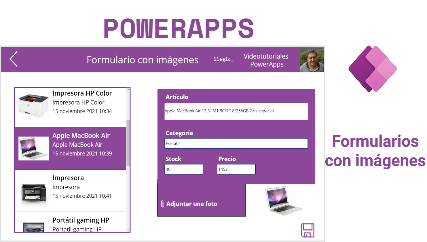PowerApps formulario con imágenes
